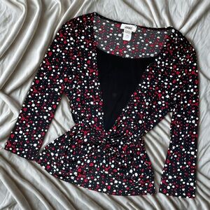 Vintage Black and Red Polka Dot Blouse